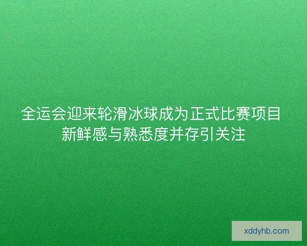全运会迎来轮滑冰球成为正式比赛项目 新鲜感与熟悉度并存引关注