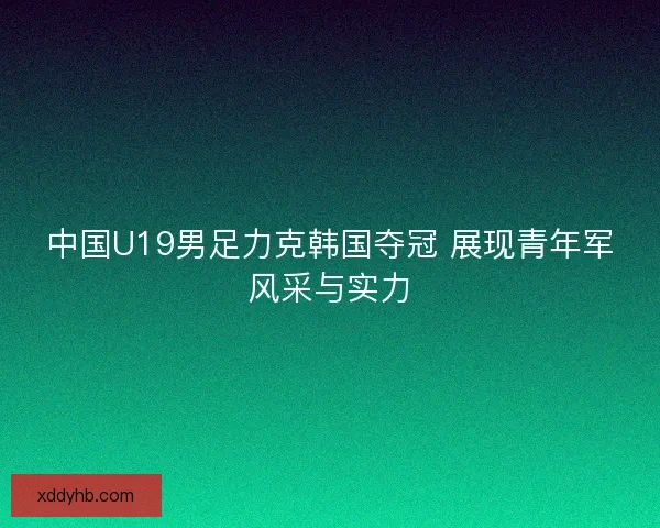 中国U19男足力克韩国夺冠 展现青年军风采与实力